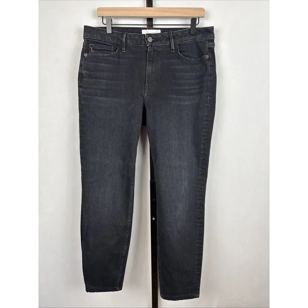 Lafayette 148 Mercer Skinny Jeans Women's 31 Washed Onyx Black Stretch Ankle - Picture 2 of 13